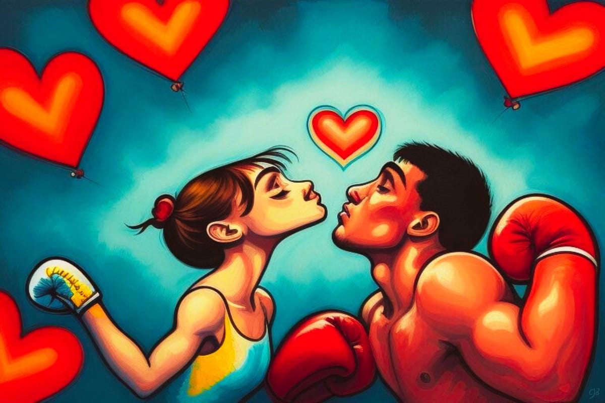 couple boxing with love