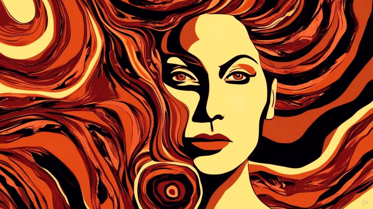 cjb artwork of womans face in swirls of brown