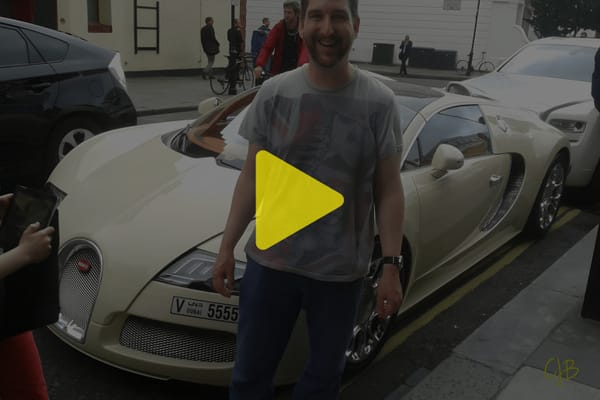 My best friend James Box RIP x He is standing in front of a Bugatti car and smiling