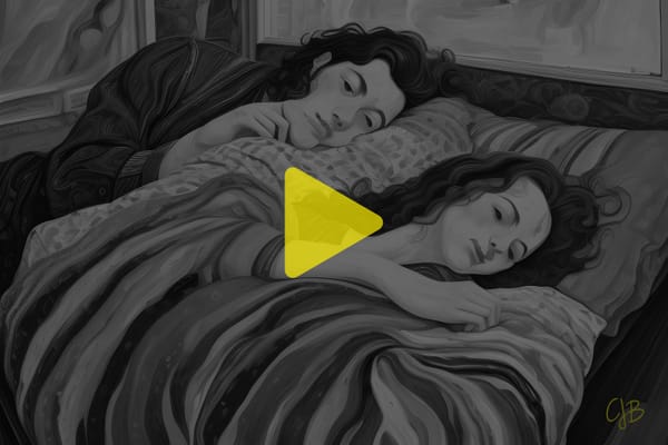 Teaser black and white image of two lovers looking sad whilst lying in bed