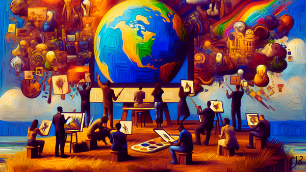 Global daily creating prompt #creating365 image showing a globe surrounded by artists